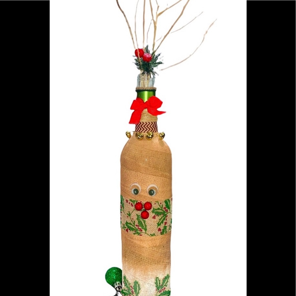 NWT Handmade Reindeer Bottle Decor